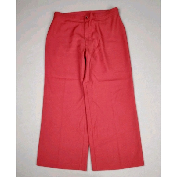 Levi's Pants - Vintage Levis Wide Leg Trouser Women 18 Maroon Slacks 70s Mom Pants Casual Bare